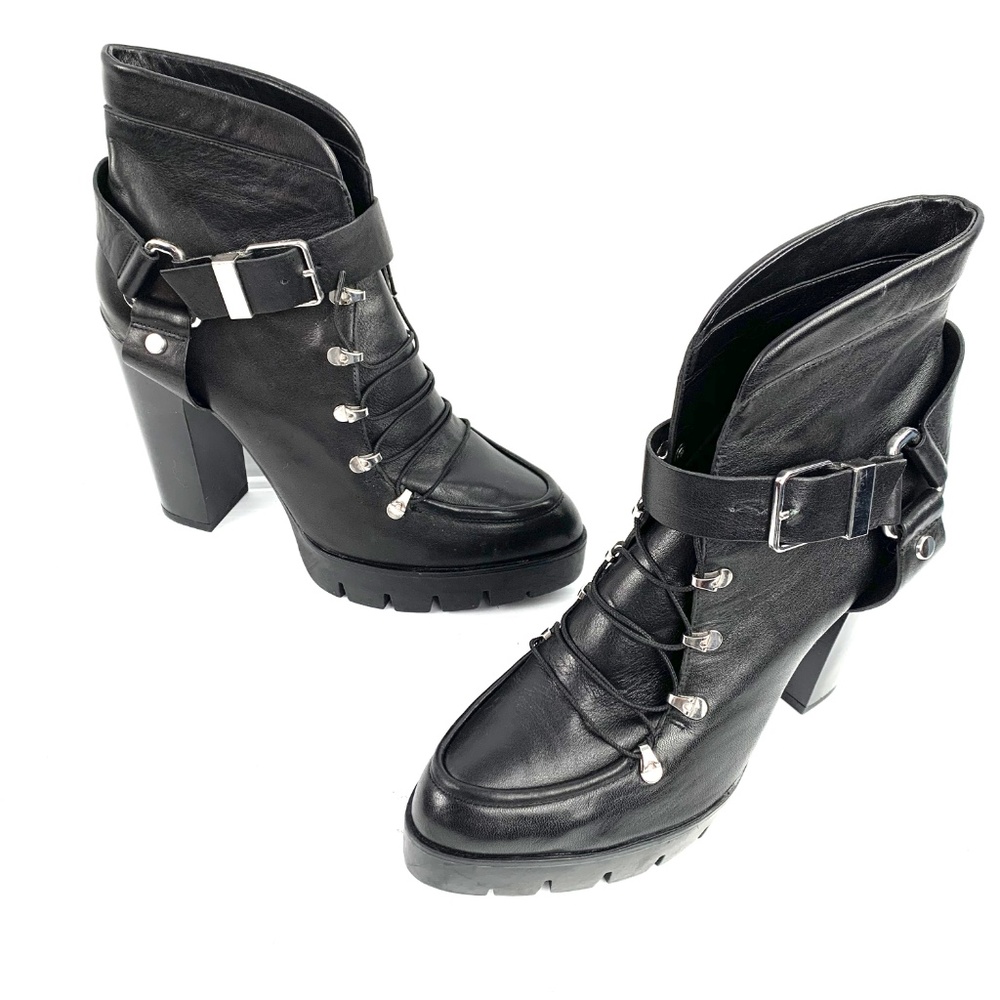 ZARA Leather Platform Ankle Boots - Picture 4 of 8